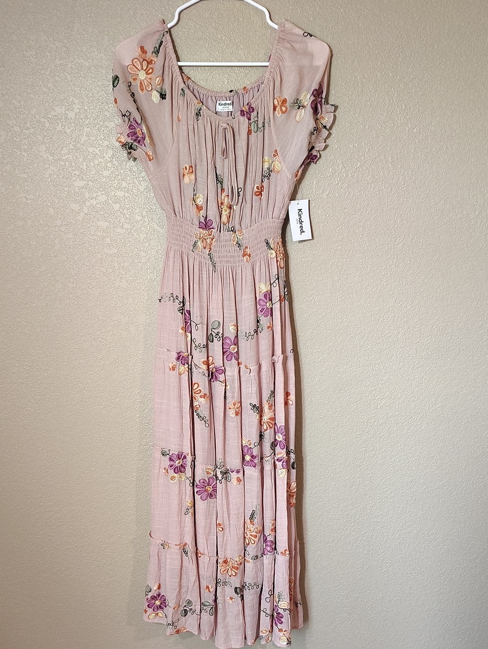 Kindred Bravely Blush Pink Floral Embroidered Maxi Dress